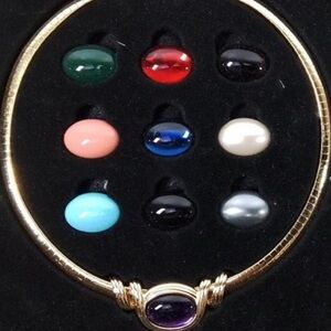 Joan Rivers Gold Tone Collar Necklace with Interchangeable Colored Cabochons